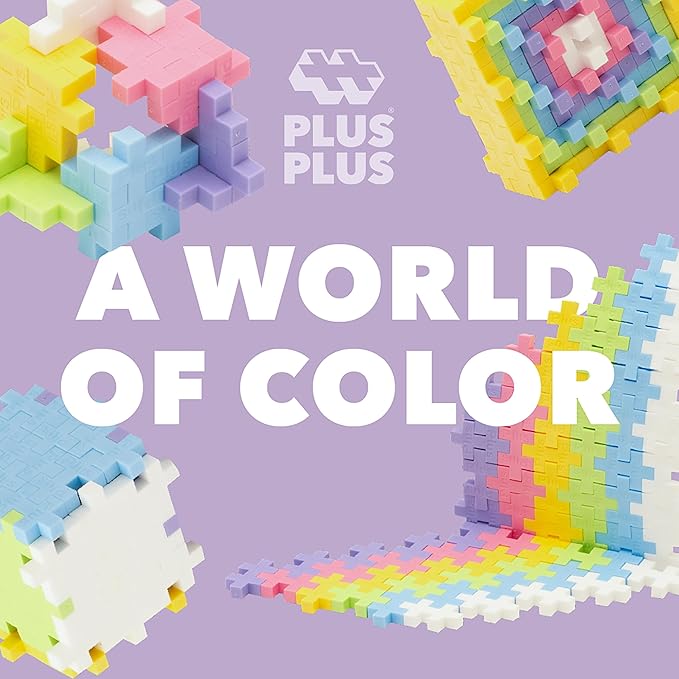 PLUS PLUS 240 Piece Interlocking Building Blocks for Kids, Open Ended Connecting Toys, STEM Bin Classroom Mini Manipulatives - Pastel Mix Play Tube
