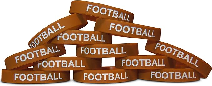 Novel Merk 12-Piece Football Party Favor & School Carival Prize Sports Silicone Wristband Bracelet