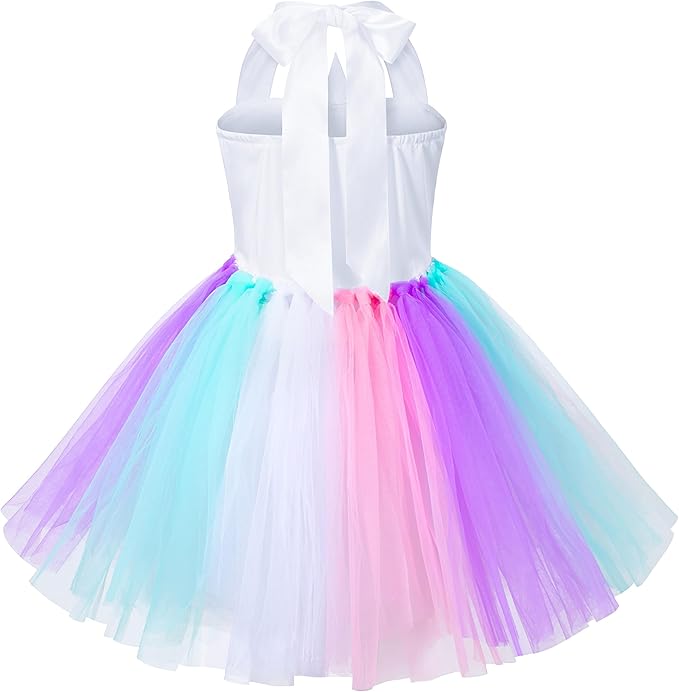 Sequin Unicorn Costume Tutu for Girls Halloween Birthday Party Dress Up with Accessories 2-9 Years