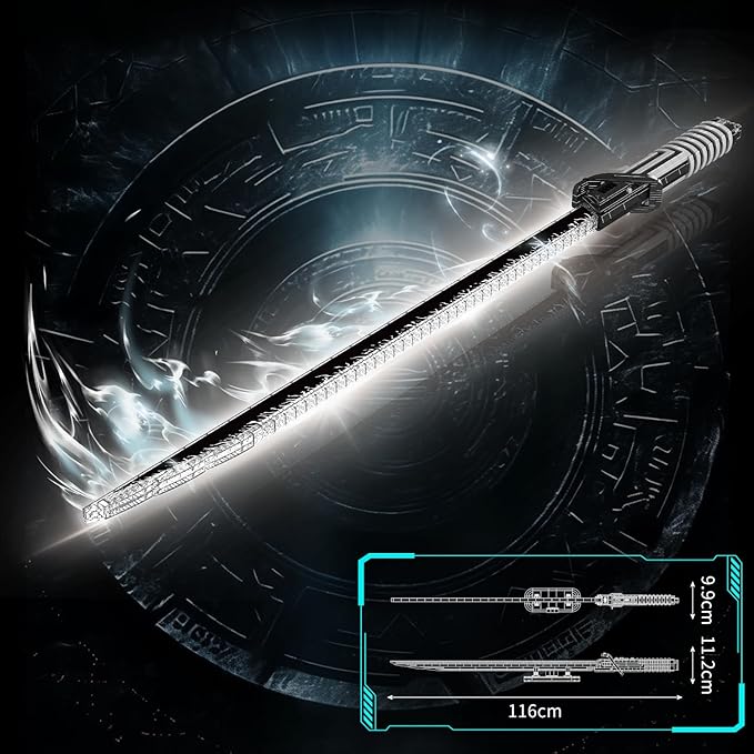 Mould King Darksaber Lightsaber Building Blocks Toy, 885+ Pcs LED Darks Sword Dueling Lightsaber Toys with Stand, 45.67in Light Saber Creative Swords Building Kit for Kids Boys Adults 8+ Cosplay Gifts