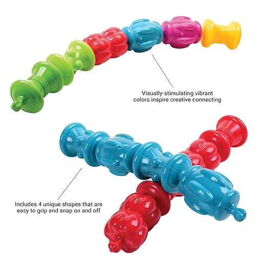 Constructive Playthings Colorful Snap Beads Set for Children and Toddlers Ages 1+, Pop Beads Arts and Craft Developmental Kids STEM Toy Set, Multicolor