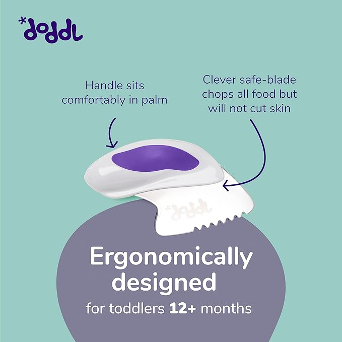 doddl Toddler Utensils, Ergonomic Fork Spoon and Knife Set for Self Feeding, Stainless Steel Silverware for 1-3 Year Olds, BPA Free, Dishwasher Safe (Aqua)