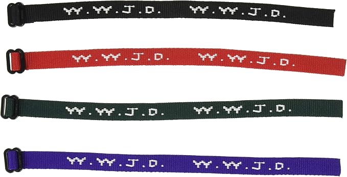 Rhode Island Novelty W.W.J.D. Webbing Bracelet Assortment (12 pc)