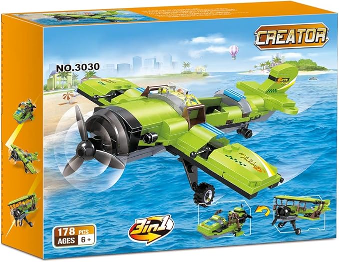 BRICK STORY 3in1 Propeller Airplane Building Blocks Toy Plane Toys Plane Sets Building Sets for Kids Age 6 and up (178 pcs)