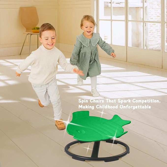 Sit and Spin Spinning Activity Toys for Toddlers with Arm Rest and Swivel, Wobble Chair - Sensory Spinning Seat for Kids, Training Body Coordination, Green