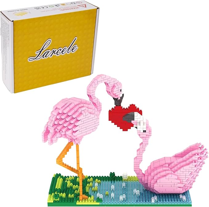 Larcele Micro Building Blocks Mini Building Toy Bricks,1500 Pieces KLJM-02 (Flamingo)