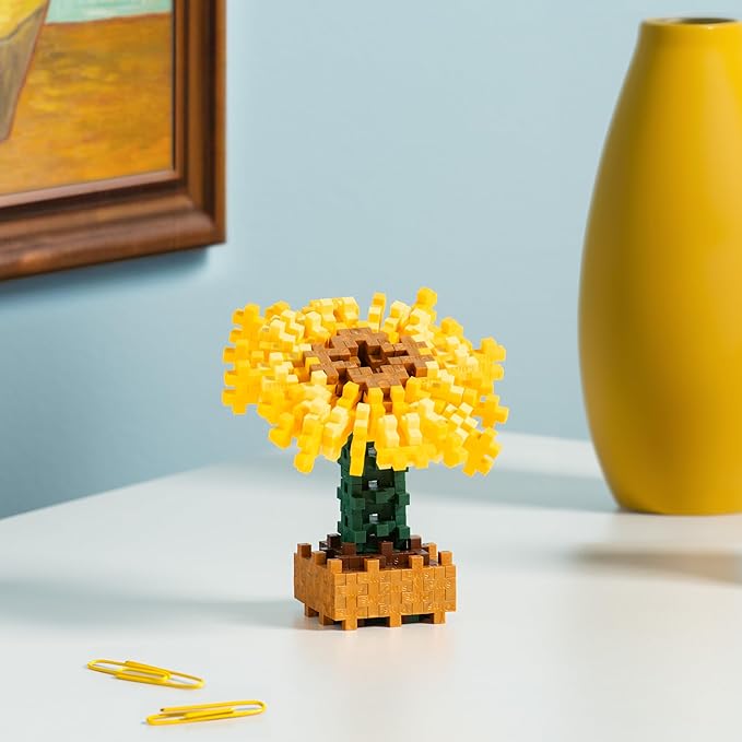 Plus Plus Art History Building Set, 3D Painting Kit & Craft Supplies for Kids, 350 Mini Interlocking Open Ended Pieces - Van Gogh, Sunflowers