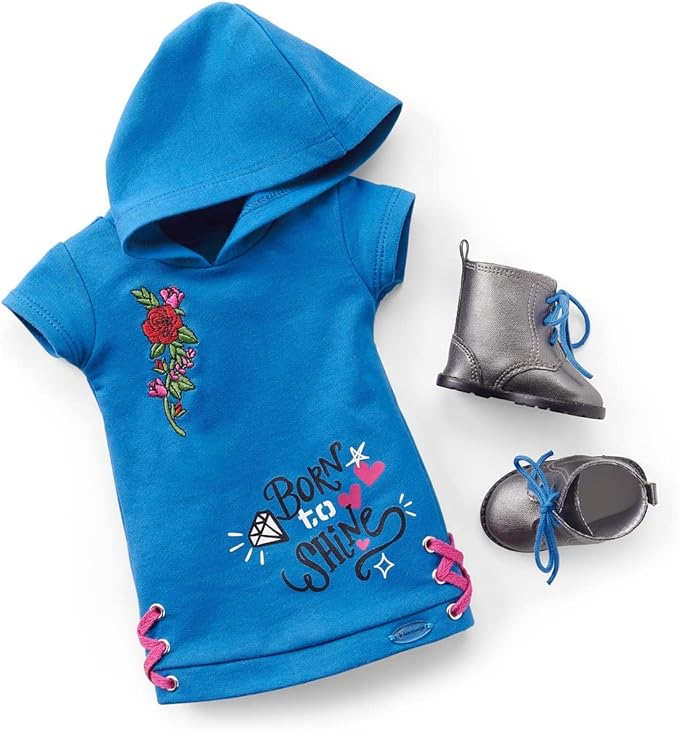 American Girl Truly Me 18-inch Doll #90 with Blue Eyes, Long Blue Hair, and Lt-to-Med Skin in Skater Dress, For Ages 6+