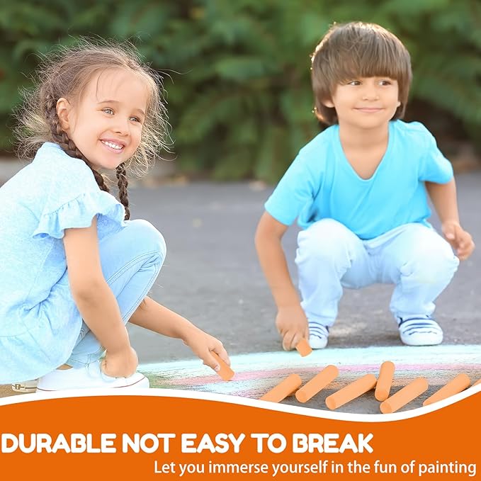 Fulmoon 40 Pcs Jumbo Sidewalk Chalk for Kids Outdoor Art Non Toxic Large Washable Street Chalk for Adults Drawing Painting Graffiti Classroom(Orange,Round Style)