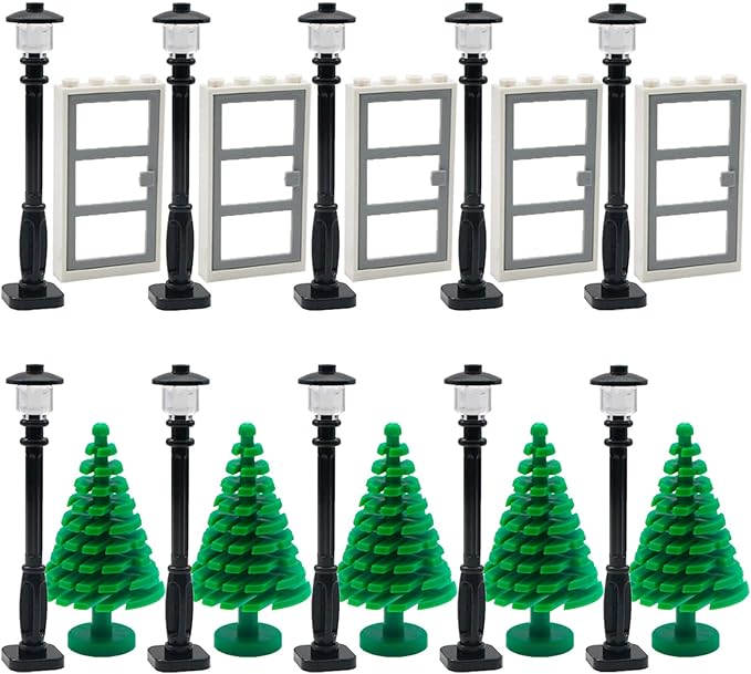 Door Street Lamp Bricks Accessories Toys City House Parts Garden Classic Road Light Building Block Creative DIY Construction