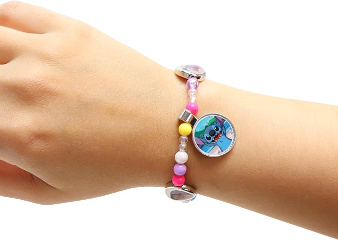 Disney Stitch Charm Bracelet Activity Set, 408-Piece Jewelry Making Kit, Preschool Arts and Crafts, Friendship Bracelets, Kids Toys for Ages 3 Up