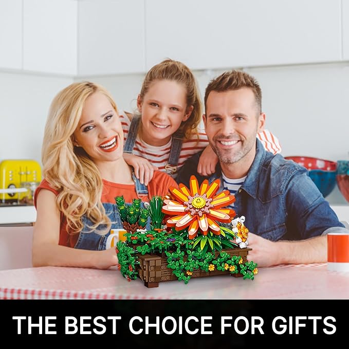 Flower Botanical Bonsai Building Set Sunflower Flower Building Toy Compatible with Lego Flowers Sets for Adults & Boys Girls 924PCS