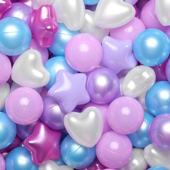 GOGOSO Ball Pit Balls,Plastics Balls for Ball Pit, Stars Hearts Shape for PastelBall for Toddlers Kids