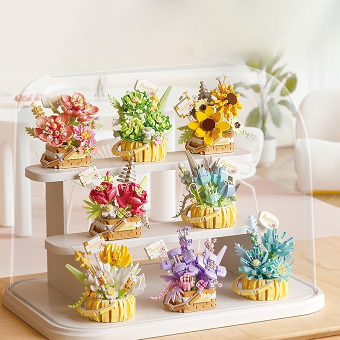 Flowers Succulents 3.6In Building Toy Set, 395 Pcs Botanical Collection for Office Home Decoration Flower Plant Building Blocks Toy, As a Adults, Kids, Girls Idea Gifts