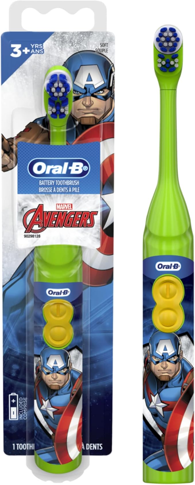 Oral-B Kid's Battery Toothbrush Featuring Marvel's Avengers, Soft Bristles, for Kids 3+ (Character May Vary)