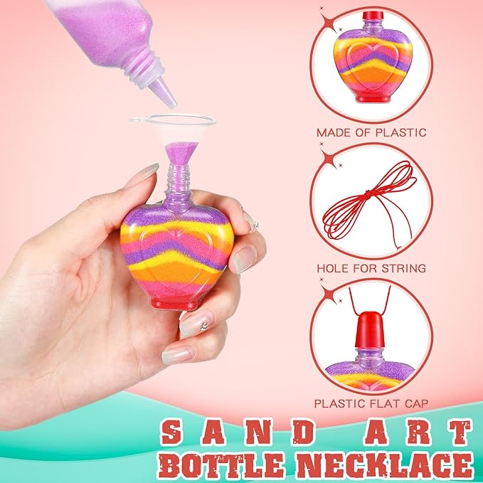 Libima 50 Pcs Sand Art Necklaces for Kids Bulk Sand Art Bottle, Colored Sand for Crafts Create Your Own Sand Art Sets for DIY Craft Making Classroom Activities Party Favors, Without Sand