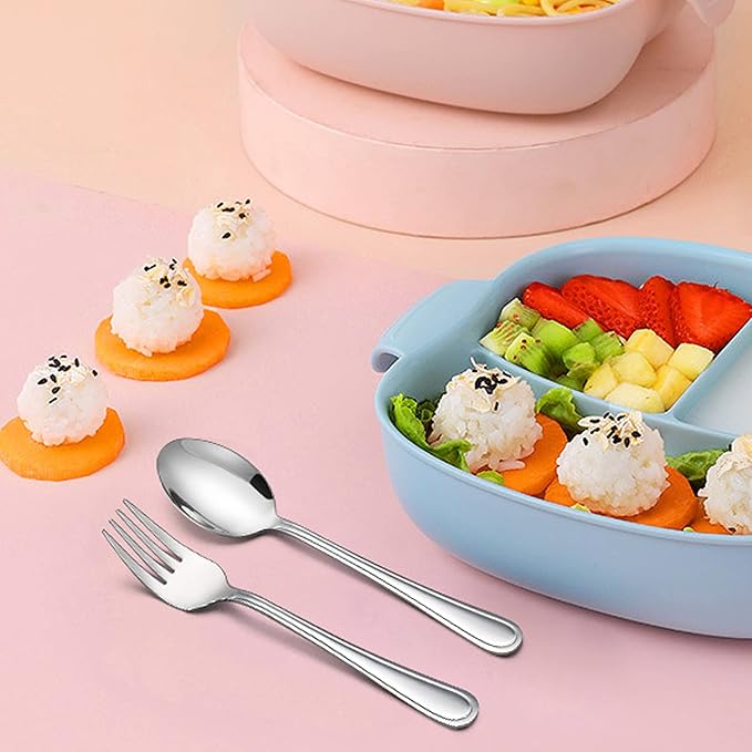 LIANYU 9-Piece Toddler Spoons, Kids Baby Spoons Self Feeding, Stainless Steel Children Silverware Set for 2-10 Year Old, Preschooler Cutlery Flatware Set for Home School, Dishwasher Safe