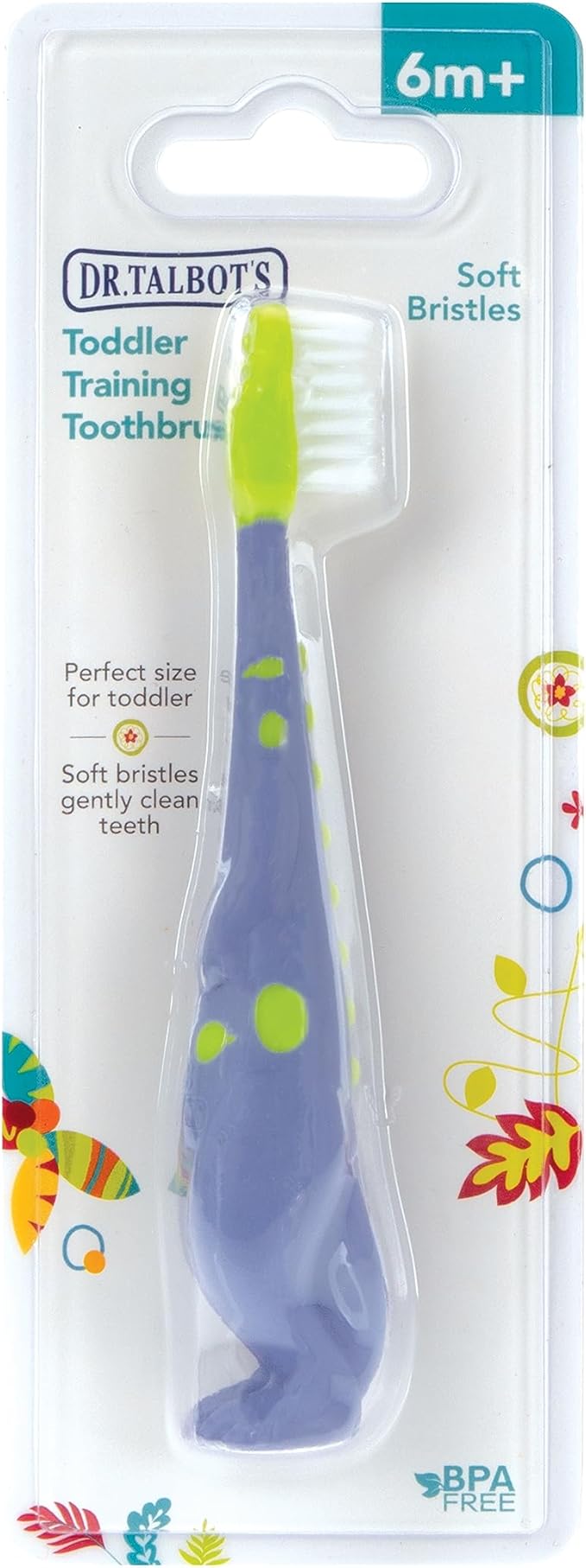 Dr. Talbot's Toddler Training Toothbrush - Soft Toddler Toothbrush for Kids - 6+ Months - Dino