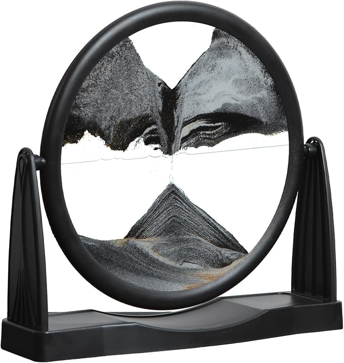 MXYATCJ | Moving Sand Art | Sand Art Liquid Motion | Sand Art Pictures | 3D Deep Sea Sandscape | Glass Sand Art Display | Sand Relaxing Gift for Adult | Home Office Decor | Desktop Toys | (10'' Black)