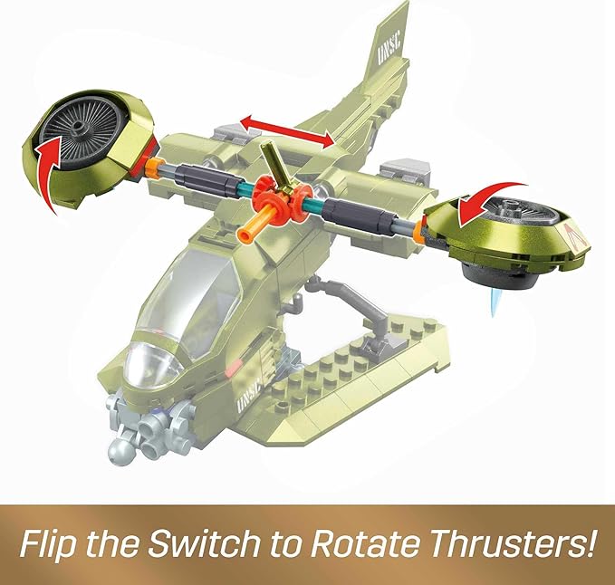 MEGA Halo Toys Vehicle Building Set for Kids, UNSC Hornet Recon Aircraft with 291 Pieces, 2 Micro Action Figures and Accessories, Gift Ideas