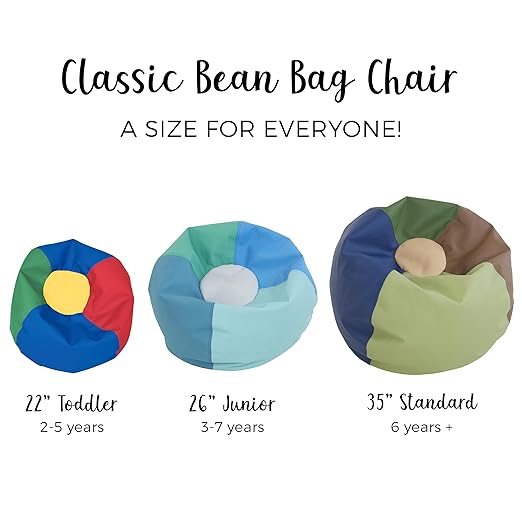Factory Direct Partners 10478-AS SoftScape Classic 35" Junior Bean Bag Chair, Furniture for Kids, Libraries or Home - Assorted
