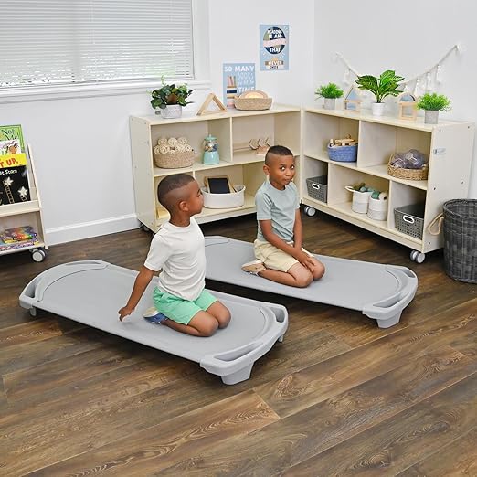 Children’s Factory SpaceLine Nap Cots, Kids Daycare and Preschool Sleeping Cot, Standard Size, Gray