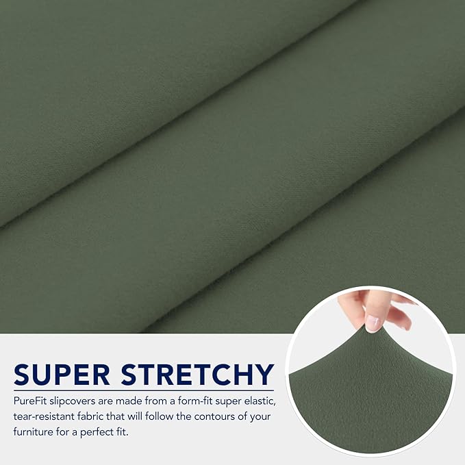 PureFit 100% Dual Waterproof Recliner Cover, Waterproof Couch Cover for Recliner - Stretch Non Slip Fleece Sofa Covers Washable, Leakproof Furniture Protector for Kids, Pets (Recliner, Grayish Green)