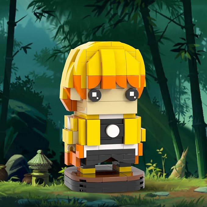 MOOXI-MOC Anime Brick Mini Headz Zenitsu Building Set,Creative Cute Building Blocks Children Kits,Gifts for Kids(216pcs)