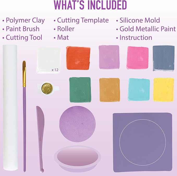 Make Your Own Clay Jewelry Bowls Arts and Crafts Kit, Clay Jewelry Dish Kit, Birthday Gifts for Girls Kids Ages 8 9 10 11 12 Years Old, DIY Jewelry Craft Clay Bowl, Clay Crafts for Girls 8-12