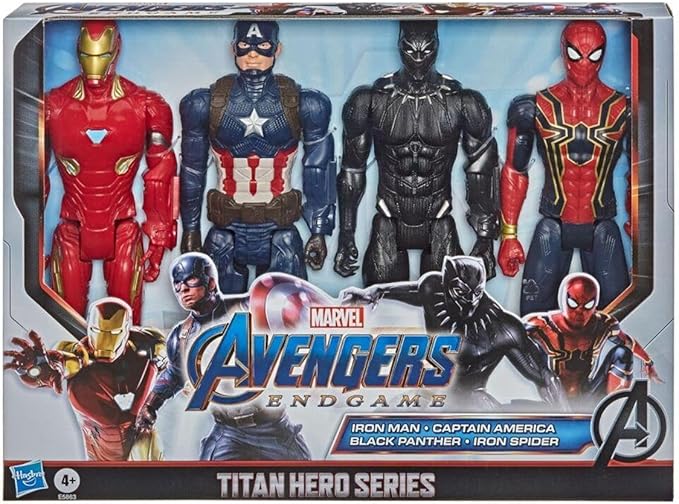Avengers Marvel Endgame Titan Hero Series 12" Action Figures Captain America, Iron Spider, Black Panther, and Iron Man (4 Action Figures)