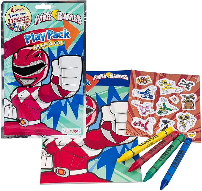 Power Rangers Coloring Book Super Set - Bundle with 3 Power Rangers Coloring and Activity Books for Kids Plus Stickers | Power Rangers Party Supplies for Boys