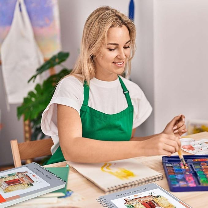 HTVRONT Watercolor Paper 9x12 Inch - 50 Sheets Watercolor Pad, 140 lb/300 GSM Cold Press Watercolor Paper Pad, Spiral Bound for Full Spread & Sturdy Use, Ideal for Wet & Dry Media