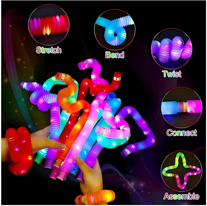 Light Up Glow Necklaces Bracelets Party Favors Accessories for Toddlers, Glow Sticks Pop Tubes for kids, Glow Birthday Camping Wedding Party Supplies Decorations for Boys Girls (Pink 6-pack)