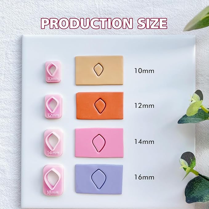 Keoker Flower Petal Clay Cutters - Polymer Clay Cutters for Earrings Making, 4 Shapes with Polymer Clay Petal Press Mold, Clay Cutters for Polymer Clay Jewelry (A)