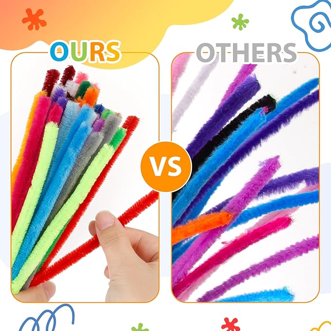 Caydo 400 Pieces White Pipe Cleaners Chenille Stems for DIY Art Craft Party Decorations, 6mm x 12inch