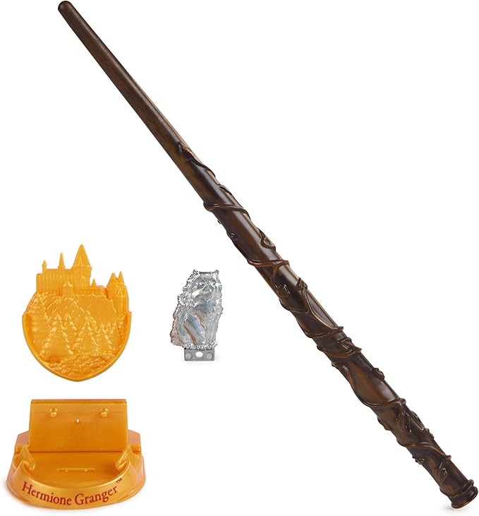 Wizarding World Harry Potter, 12-inch Magical Collector Hermione Granger Wand with Stand & Die-cast Icon, Magical Creatures Series