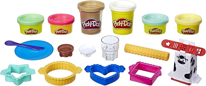 Play-Doh Kitchen Creations Milk and Cookies Set with 6 Non-Toxic Colors Including Play-Doh Confetti