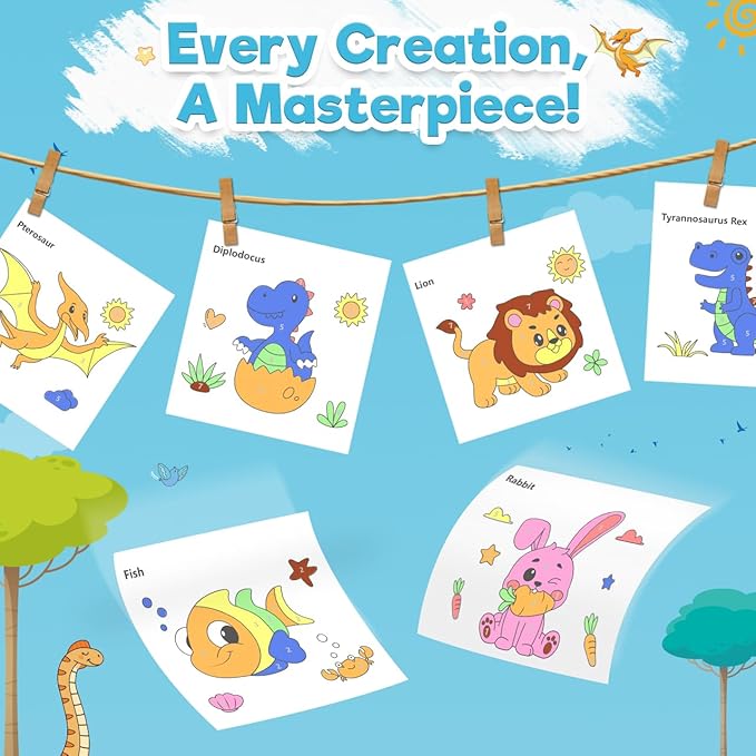 ZMLM Paint with Water Books for Kids - Easter Basket Stuffers Mess Free Coloring Activity for Toddlers - Arts & Crafts Gifts Toys for Valentines Birthday Christmas Boy Girls Ages 4 5 6 7 8(Dinosaurs)