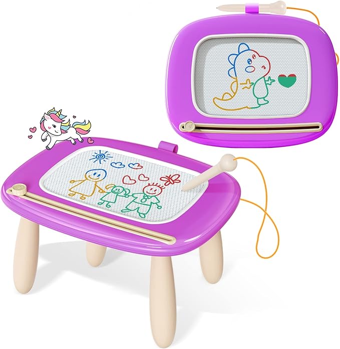 Kikidex Toddlers Toys Age 1-3, Magnetic Drawing Board, Toddler Girl Toys for 1-2 Year Old, Doodle Board Pad Learning and Educational Toys for 1 2 3 Year Old Baby Kids Birthday Gift (Purple)