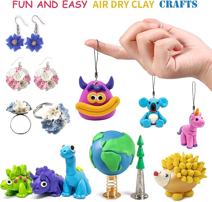 Air Dry Clay, 24 Colors Modeling Clay Kit with 3 Sculpting Tools, Magic Foam Clay for Kids and Adults, DIY Molding Clay Gift for Boys and Girls