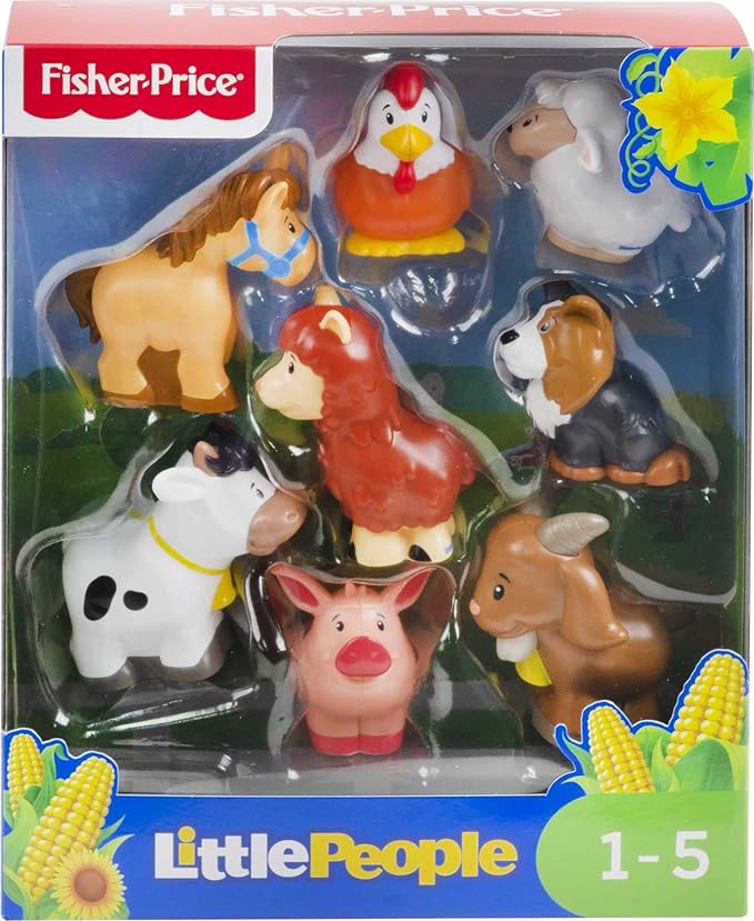 Fisher-Price Little People Toddler Toys Farm Animal Friends 8-Piece Figure Set for Pretend Play Ages 1+ Years