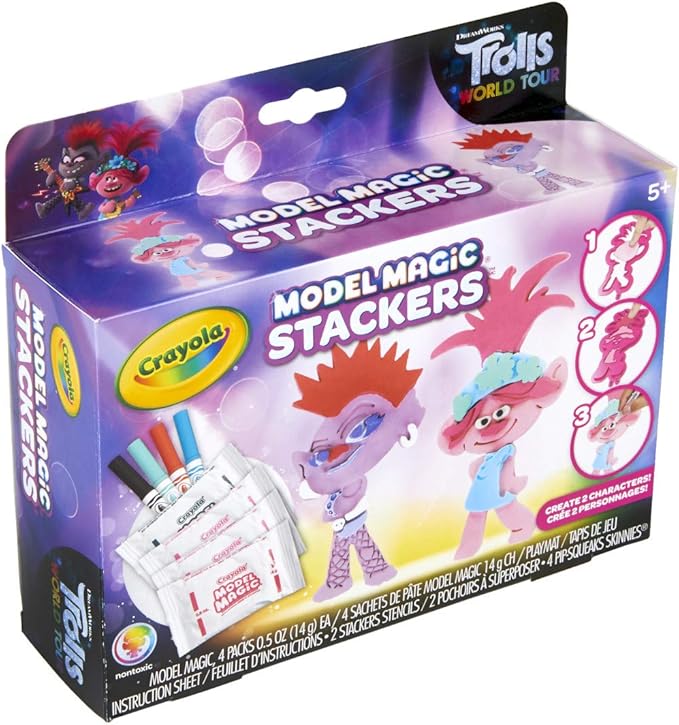Crayola Trolls World Tour Model Magic Stackers, Trolls 2, Trolls Craft Kit, Gift for Kids, Ages 5, 6, 7, 8