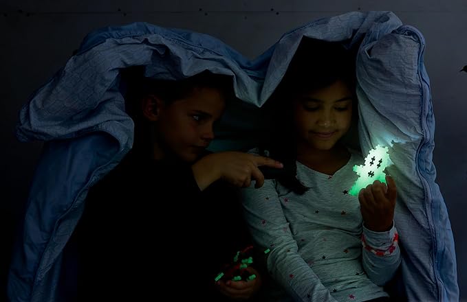 Plus Plus 500 Piece Interlocking Building Block 3D Puzzle Kit, Kids Stem Connecting Toys - Glowing Color Mix