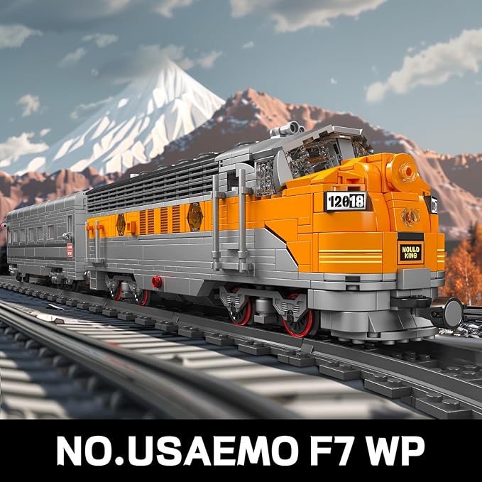 Mould King 12018 Train Building Blocks Sets, Remote/App Control EMD F7 Internal Combustion Locomotive Kits, Scale Model with Tracks for Adults Kids Children Boys Girls (1541 PCS)