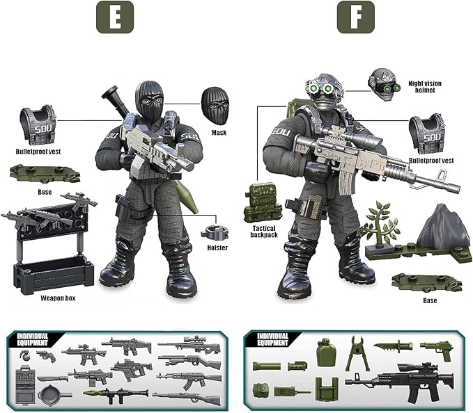 MEIEST SWAT Model Equipment Assembly Building Block Toys,8 PCS City Police Action Mini-Figures with Multiple Military Weapons Accessories,Party Favors Set
