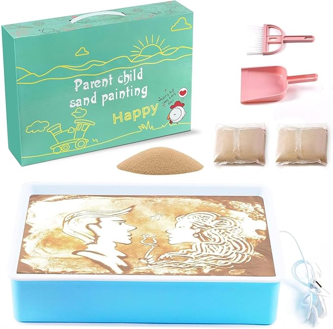 Sand Painting Light Box, Sensory Light Table for Kids - 3 Color Temperature & 10 Levels Adjustable Brightness, 16" (Blue)