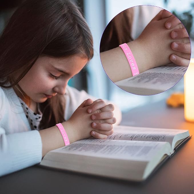 Skylety Jesus Loves You Silicone Wristbands Easter Rubber Wristbands Colorful Jesus Loves You Wristbands Christian Rubber Wristbands for Kids Novelty Party Favors(1000 Pieces)