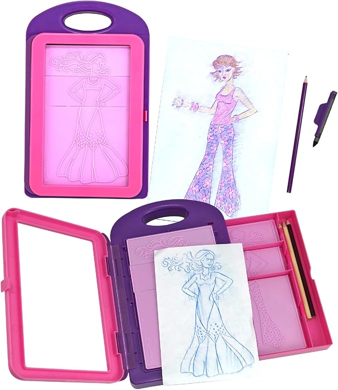 Melissa & Doug Fashion Design Art Activity Kit - 9 Double-Sided Rubbing Plates, 4 Pencils, Crayon - Travel Toys for Kids Ages 5+