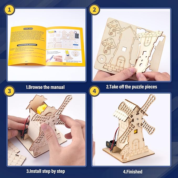 Yutin 5 Individual STEM Science Kits for Kids, Wood Arts and Craft Kits, STEM Toys for Boys Girls Age 8-12 5-7 8 10 12 13 14 Gift Idea, 3D Puzzles Building Engineering Model Set