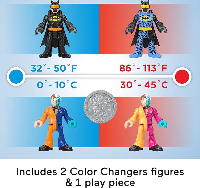 Fisher-Price Imaginext DC Super Friends Batman Toys, Color Changers Figure Set, Batman & Two-Face for Preschool Kids Ages 3+ Years